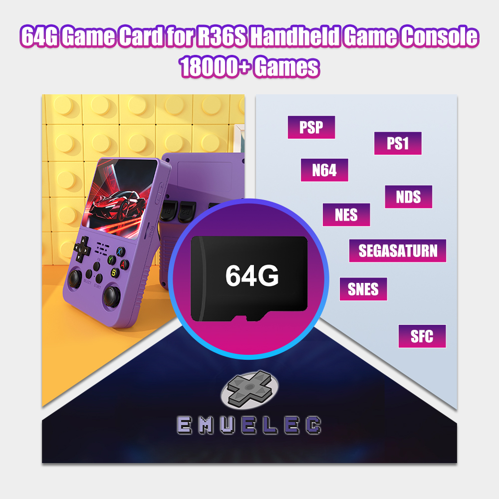 Gaming Console R36S - Kartu TF Game 64G untuk Konsol